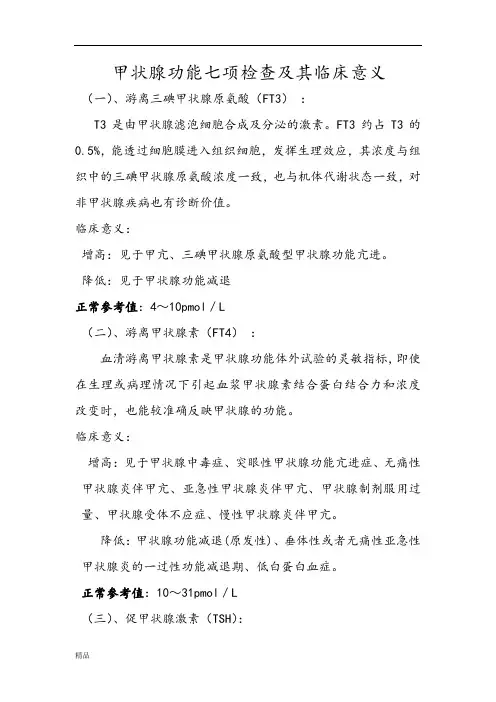 甲功七项检验及其临床意义(修订版)