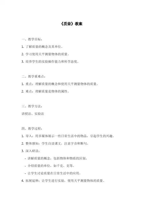 《质量》教案