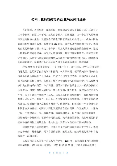 公司，我的骄傲我的家,我与公司共成长