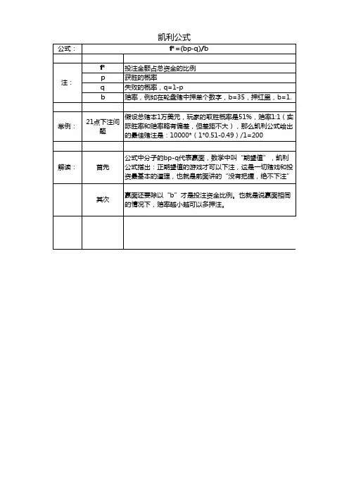 凯利公式