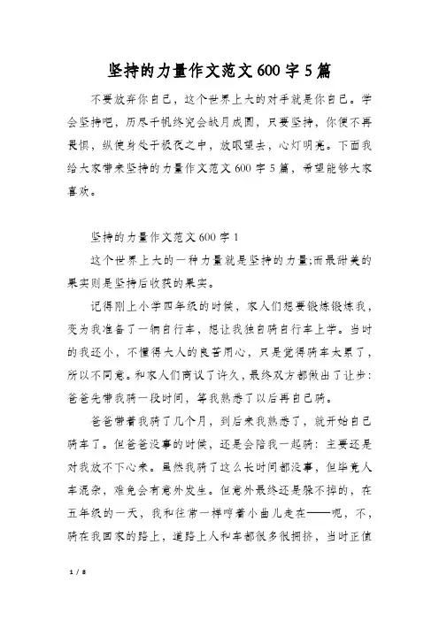 坚持的力量作文范文600字5篇
