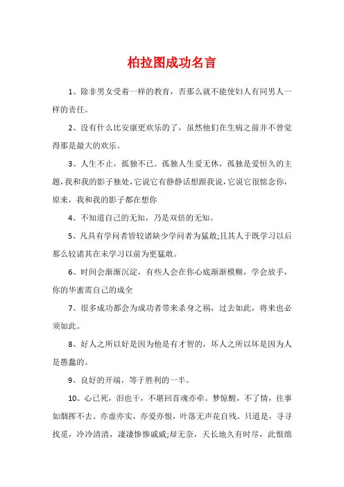 柏拉图成功名言