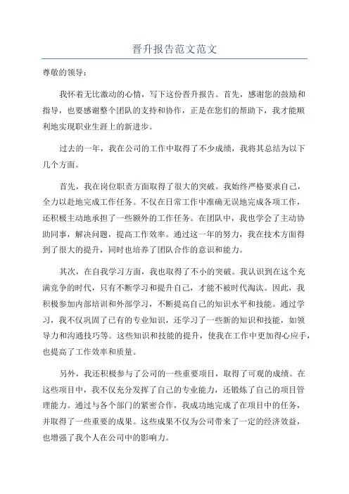 晋升报告范文范文