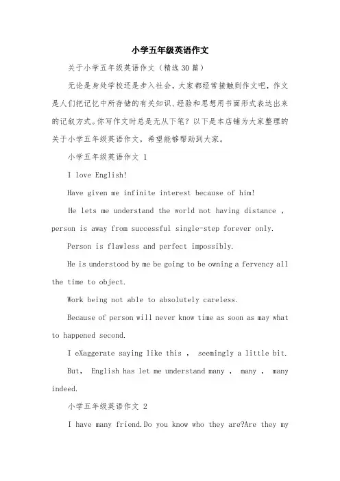 小学五年级英语作文