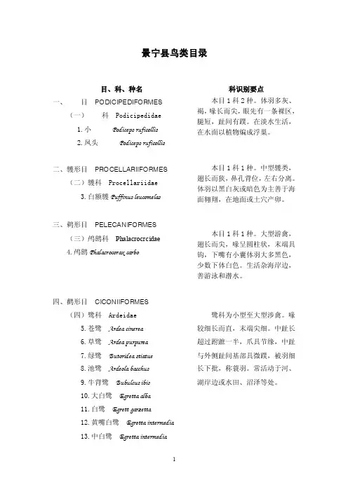 鸟类目录.doc