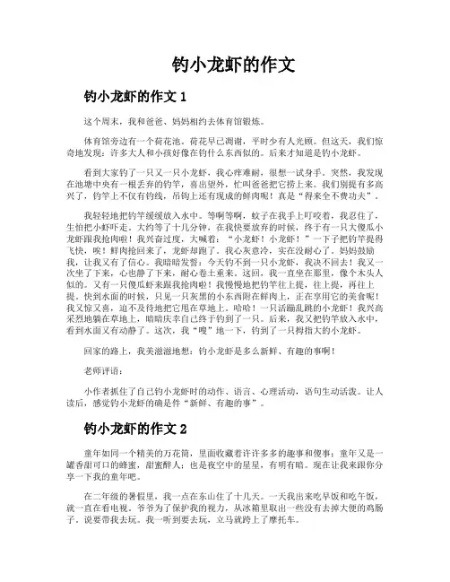 钓小龙虾的作文
