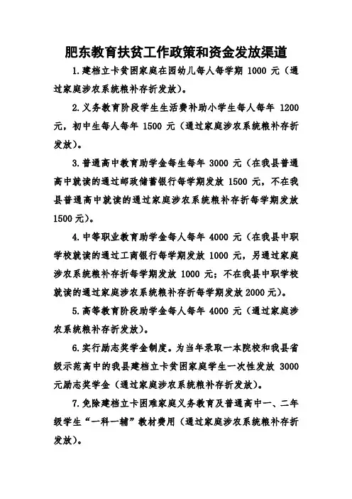 肥东教育扶贫工作政策和资金发放渠道