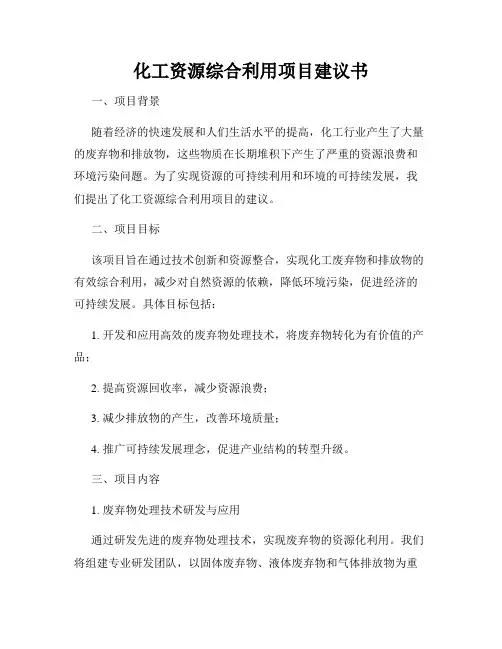 化工资源综合利用项目建议书