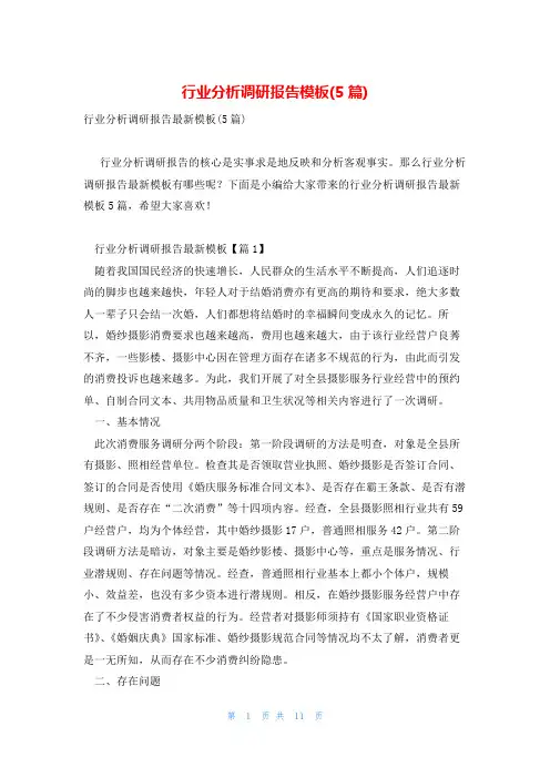 行业分析调研报告模板(5篇)