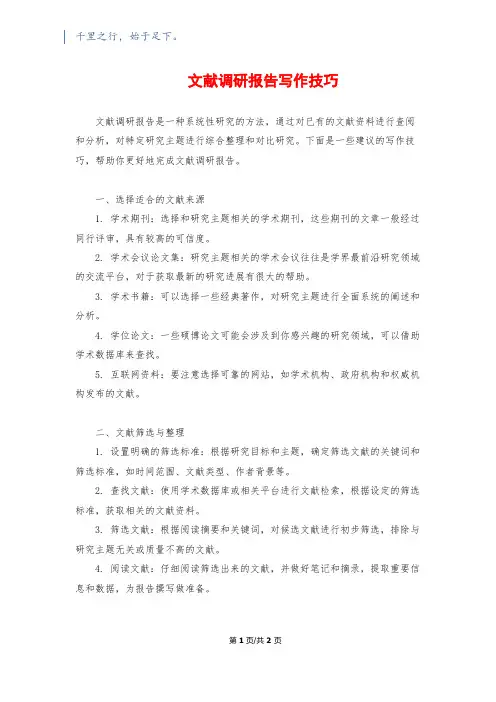 文献调研报告写作技巧
