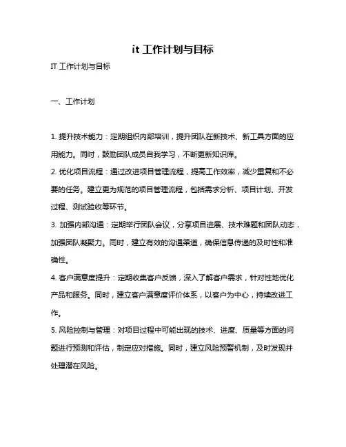 it 工作计划与目标