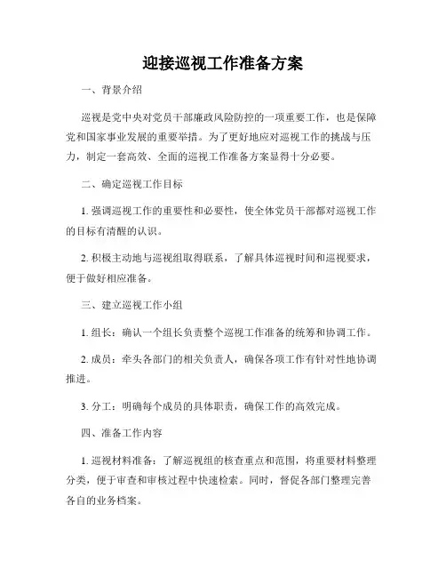 迎接巡视工作准备方案
