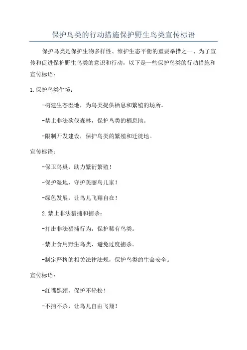保护鸟类的行动措施保护野生鸟类宣传标语