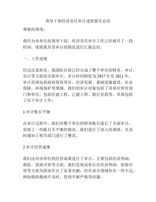 领导干部经济责任审计述职报告总结