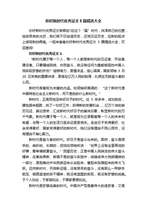 你好新时代优秀征文5篇精选大全