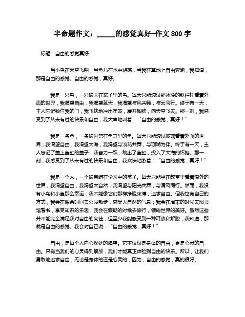 半命题作文：_____的感觉真好-作文800字