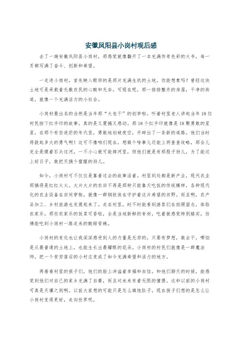 安徽凤阳县小岗村观后感