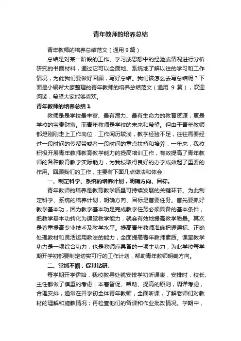 青年教师的培养总结