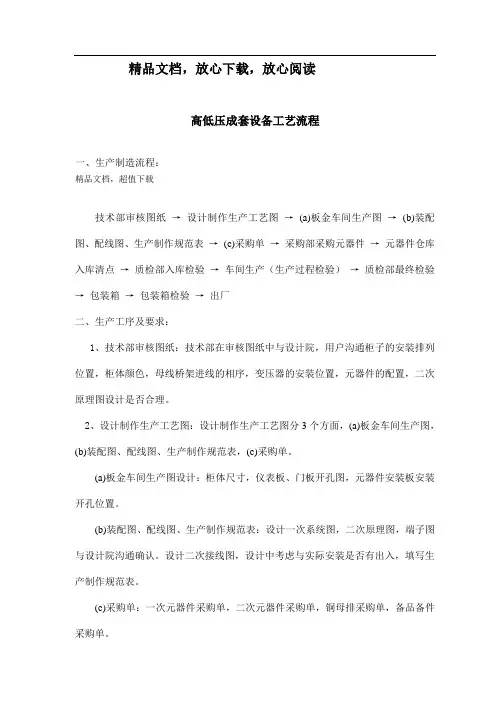 高低压成套工艺流程