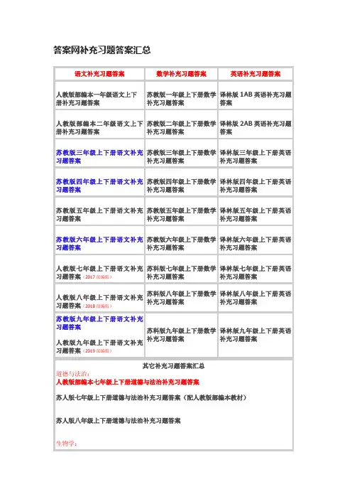 答案网补充习题答案汇总