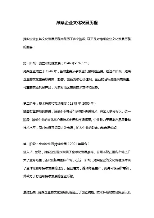 潍柴企业文化发展历程