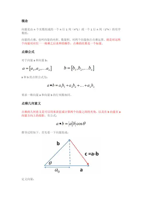 向量点乘(内积)和叉乘(外积、向量积)概念及几何意义解读