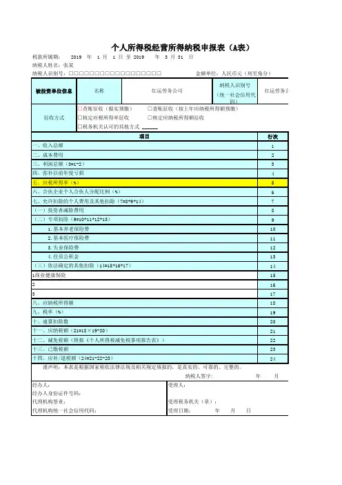 个人所得税经营所得纳税申报表(3)(8)