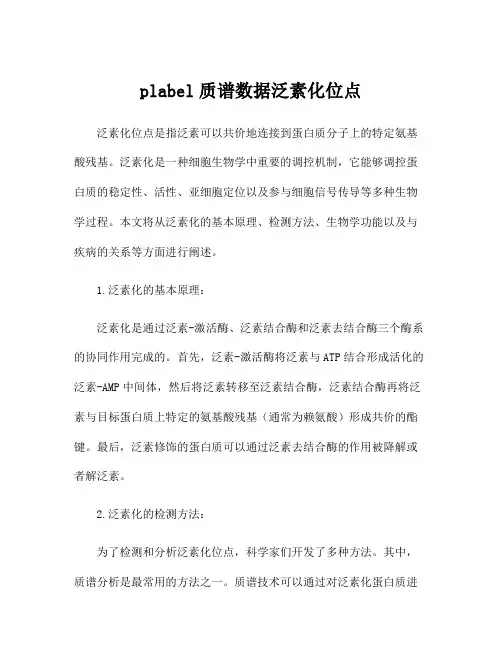 plabel质谱数据泛素化位点
