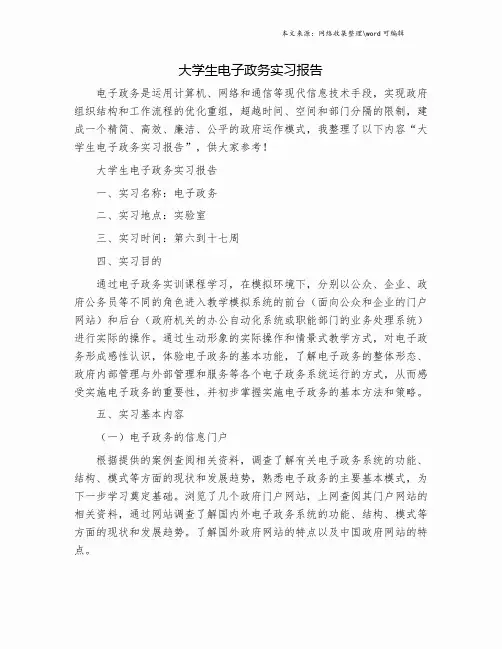 大学生电子政务实习报告.doc