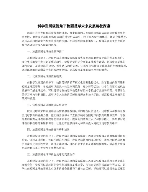 科学发展观视角下校园足球未来发展路径探索
