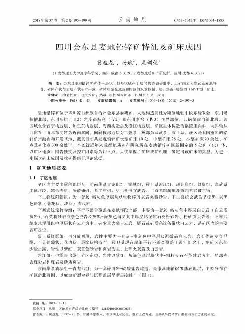 四川会东县麦地铅锌矿特征及矿床成因