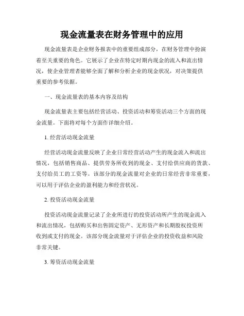 现金流量表在财务管理中的应用