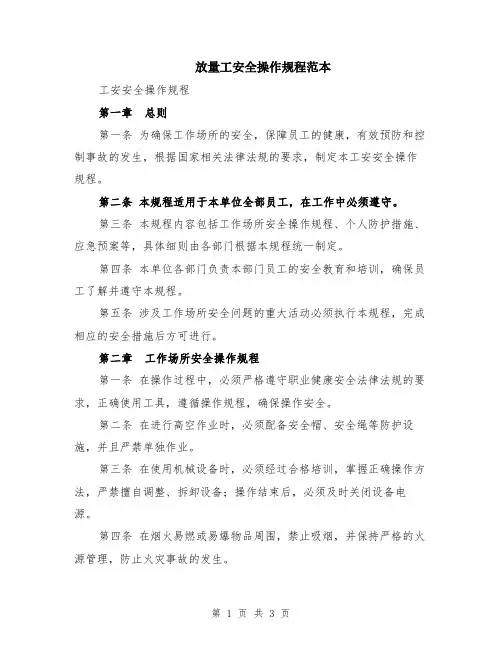 放量工安全操作规程范本
