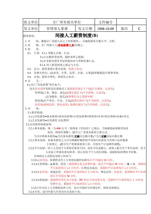 鞋服公司薪资规定制度范本格式