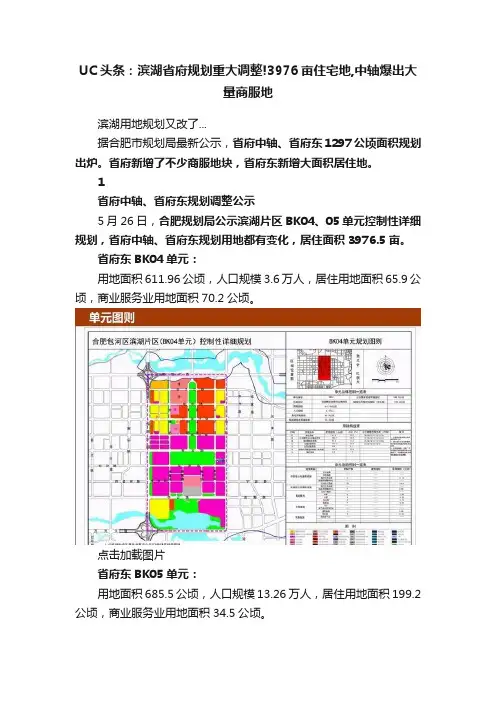 UC头条：滨湖省府规划重大调整!3976亩住宅地,中轴爆出大量商服地