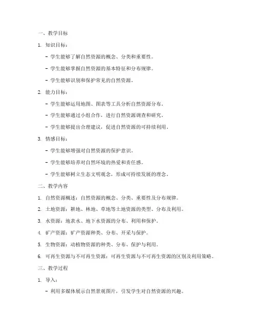 自然资源教学设计方案