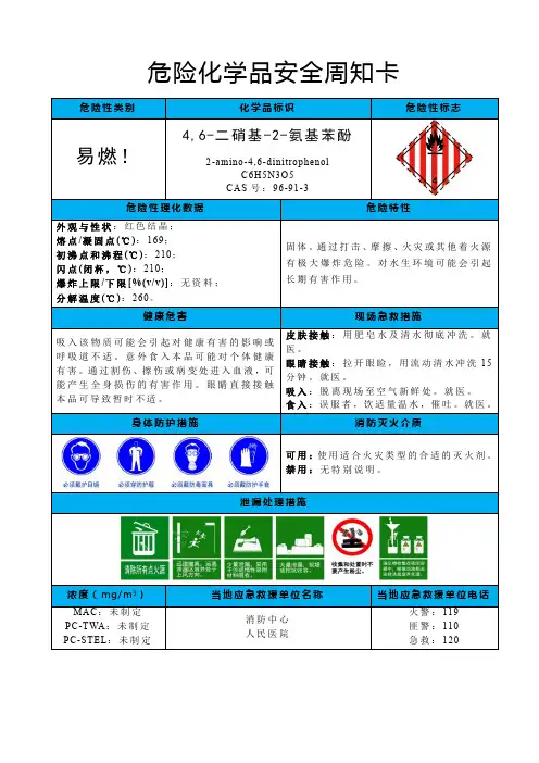 4,6-二硝基-2-氨基苯酚-危险化学品安全周知卡