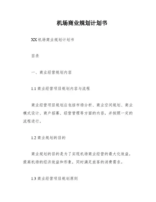 机场商业规划计划书