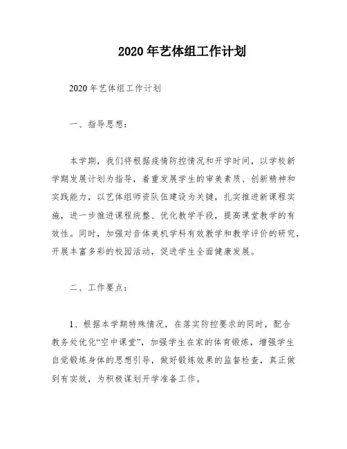 2020年艺体组工作计划