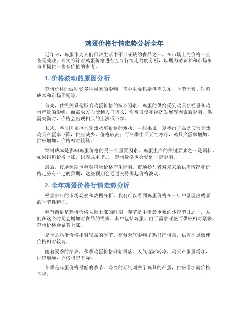 鸡蛋价格行情走势分析全年