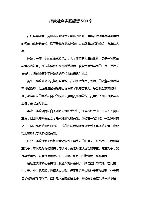 摔跤社会实践感想500字