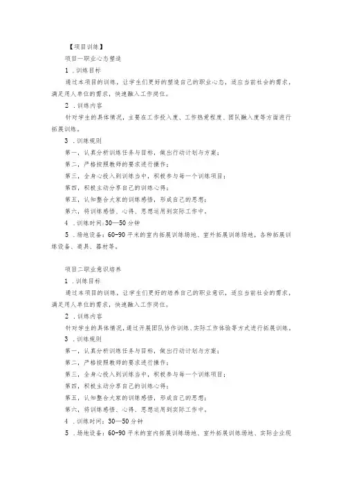 职业能力拓展项目训练