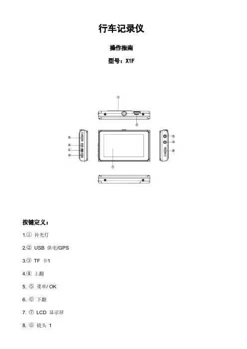 唯赛思通摩托车行车记录仪X1F使用说明书