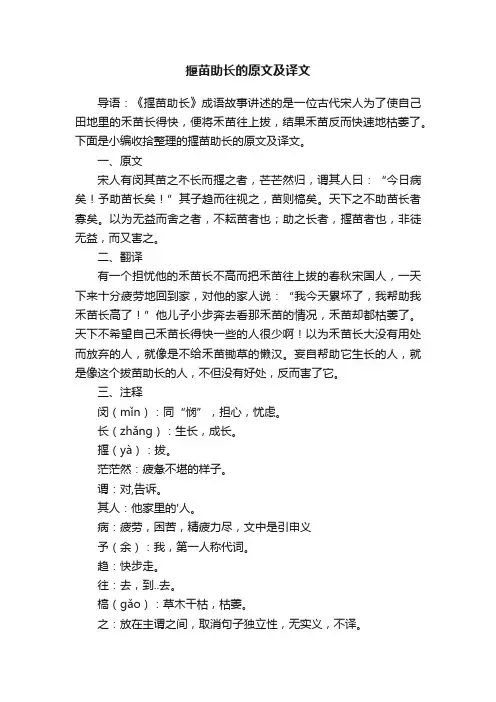 揠苗助长的原文及译文