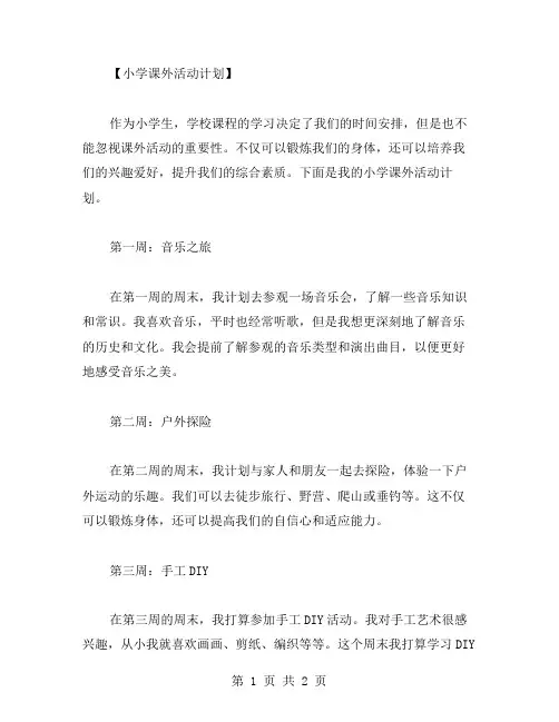 小学课外活动计划范文
