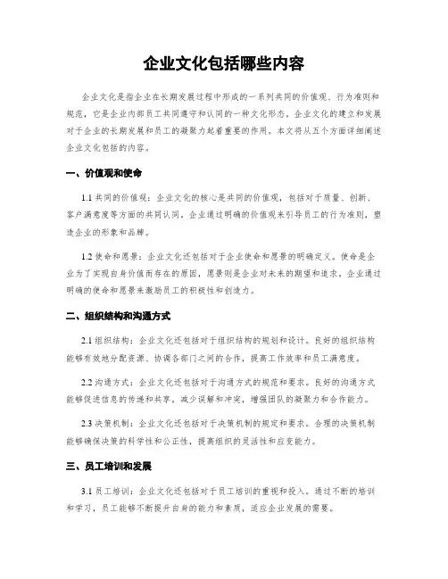 企业文化包括哪些内容