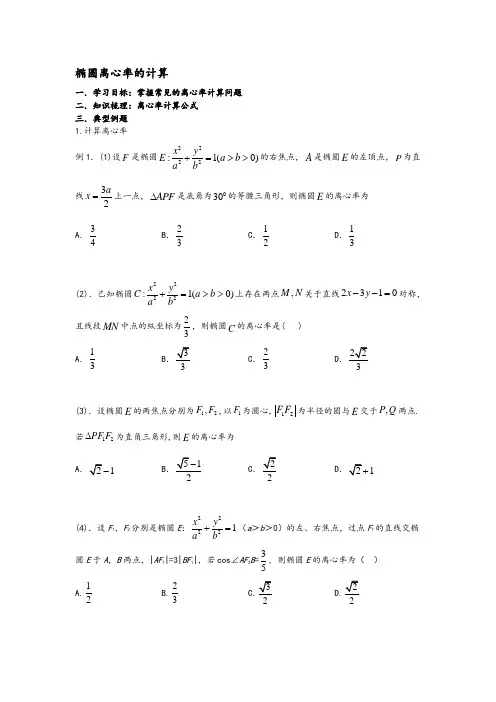 2021年高考总复习《椭圆离心率的计算》讲义