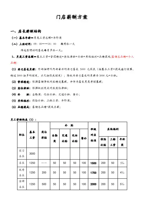 服装店门店薪酬绩效考核方案