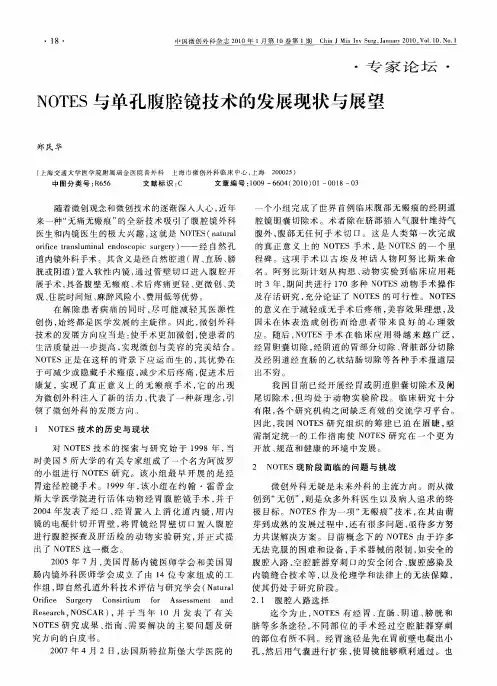 NOTES与单孔腹腔镜技术的发展现状与展望