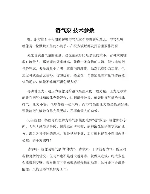溶气泵 技术参数